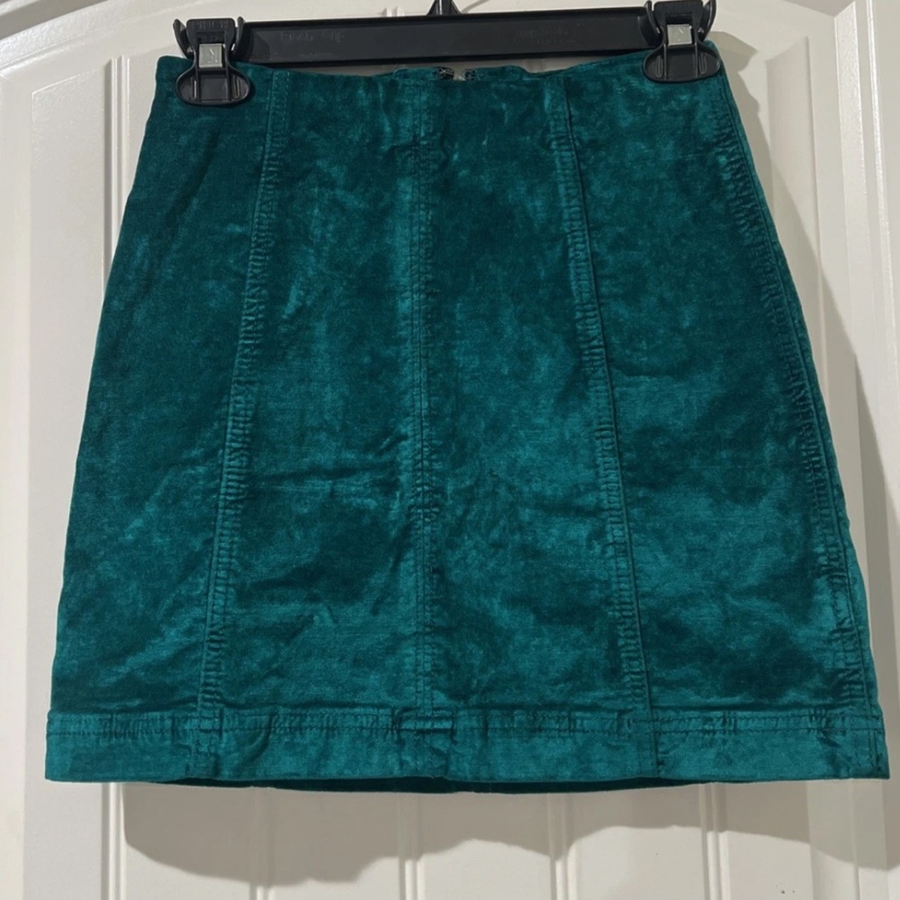Free People Emerald Mini Skirt Teal Faux Suede Short Skirt Size 0 - Picture 3 of 10